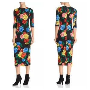 Alice + Olivia Delora Floral Stretch Midi Dress Size 4